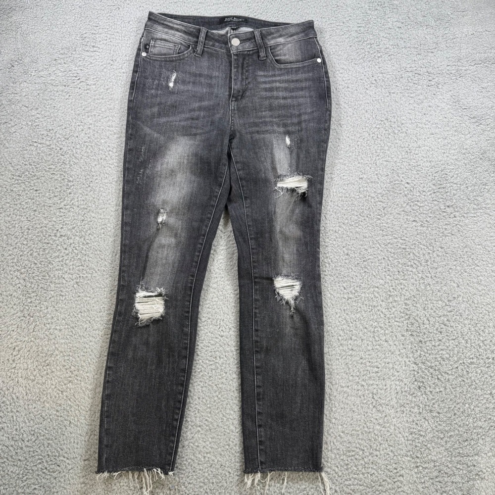 Judy Blue Jeans Women Size‎ 5 27 Distressed Skinny Fit Black Wash Frayed Hem